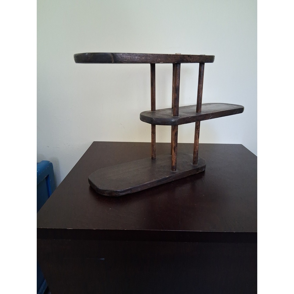 VINTAGE WOODEN SPINDLE 3 SHELF Trinket, KNICK KNACK  Display